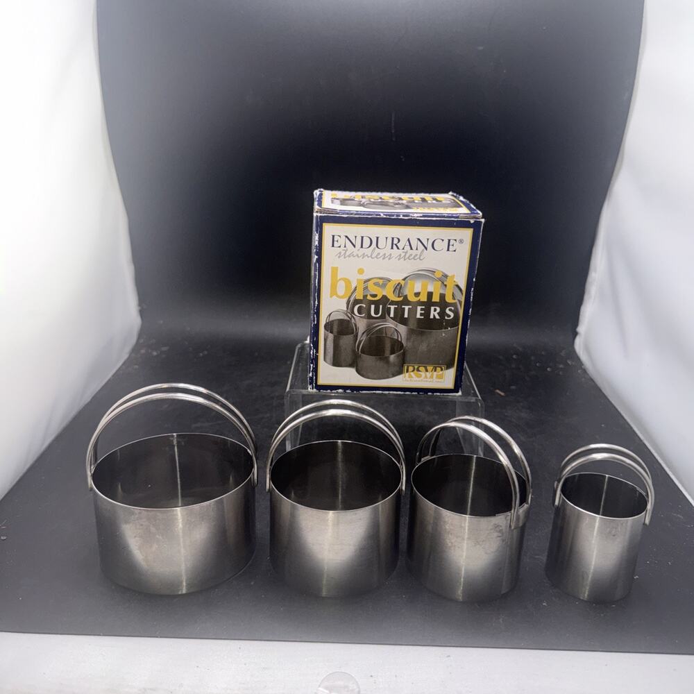 RSVP Endurance Stainless Steel Biscuit Cutter Set NIB Round Nesting 4 Piece Set